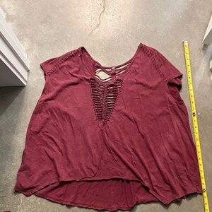 Free people Women's Burgundy Lace-Up Top